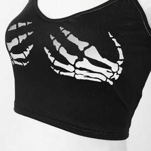Skeleton Hand Sleeveless Crop Top
