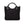 Black tote bag with a pale skeleton ribcage print and a detachable shoulder strap