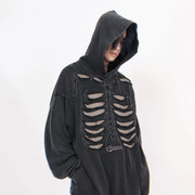 Hoodie Homme Squelette Déchiré