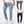 Three views of the Skinny Cargo Y2K Jeans in light blue, gray and black, worn with white sneakers