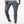 Gray stretch denim cargo jeans with a white tee, front view of the narrow leg down to white sneakers