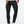 Black skinny cargo jeans worn with a white tee and white sneakers, front view of the slim tapered legs