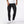 Black skinny denim cargo jeans, front view with one hand in the pocket and flap pockets on both thighs