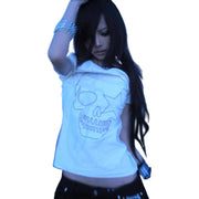 Skull Print Gothic Y2k Tops