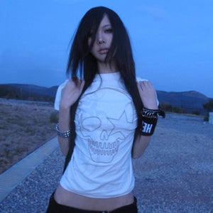 Skull Print Gothic Y2k Tops