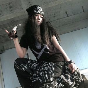 Skull Print Trashy Style Y2K Top