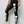 Black skull print techwear leggings for women with mid waist