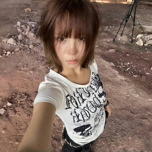 Skull Print Y2K Top