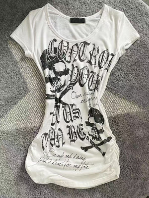 Skull Print Y2K Top
