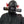 Black skull techwear mask with respirator canisters and red side lights