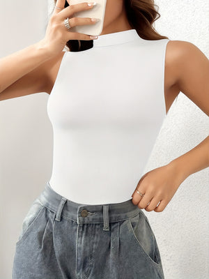 Sleeveless Comfortable White Bodysuit