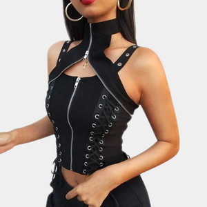 Sleeveless Crop Top Zipper