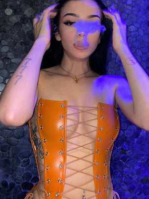 Sleeveless Leather Crop Top