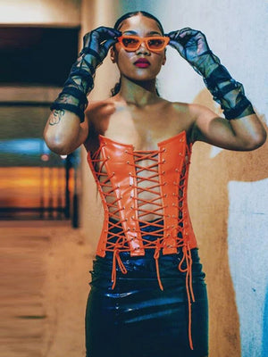 Sleeveless Leather Crop Top