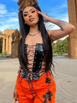 Sleeveless Leather Crop Top