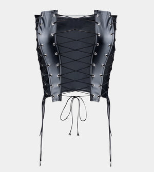 Sleeveless Leather Crop Top