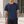 Navy Blue slim fit gym t-shirt worn front walking view, crew neck and small logo near the hem