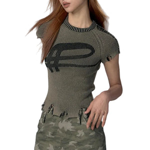 Slim Ribbed Y2k Streetwear Top