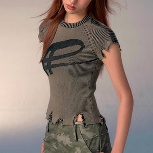 Slim Ribbed Y2k Streetwear Top