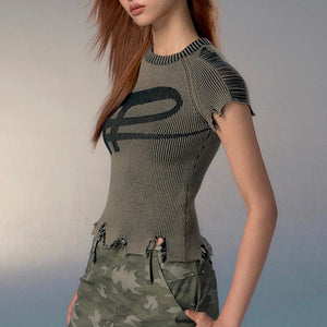 Slim Ribbed Y2k Streetwear Top