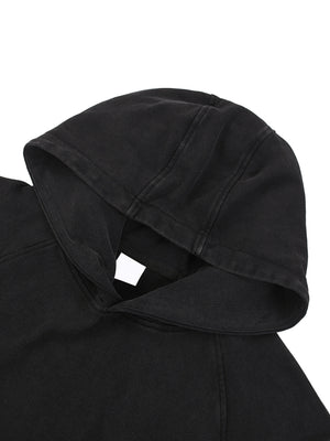 Hood of the Snow Washed Gothic Hooded Vest opened out, doubled fabric with no cord and no eyelets