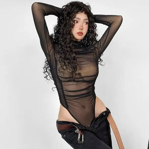 Soft Buckle Gym Bodysuit — women's brown soft mesh gym bodysuit with adjustable buckle straps