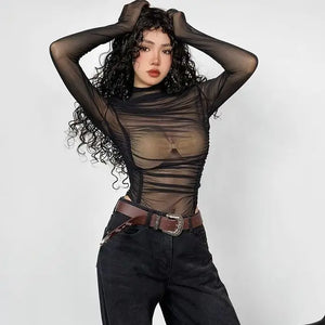 Soft Buckle Gym Bodysuit — women's brown soft mesh gym bodysuit with adjustable buckle straps