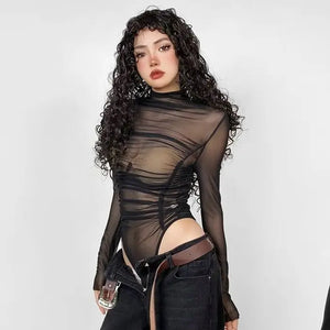 Soft Buckle Gym Bodysuit — women's brown soft mesh gym bodysuit with adjustable buckle straps