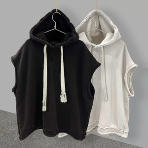 Solid Sleeveless Techwear Hoodie