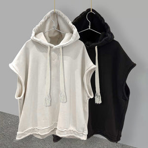Solid Sleeveless Techwear Hoodie