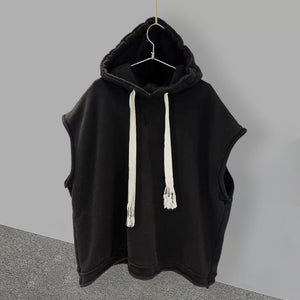 Solid Sleeveless Techwear Hoodie