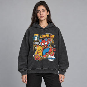 Spider Cat Y2K Graphic Hoodie – worn by a woman