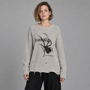 Spider Print Y2K Top – worn by a woman