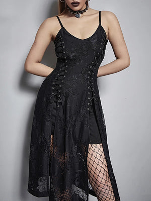 Split Mall Lace Cut Out Dress