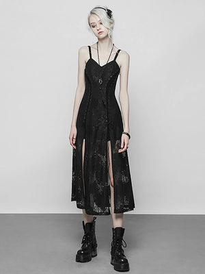 Split Mall Lace Cut Out Dress