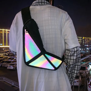 Black sport techwear chest bag worn across the torso