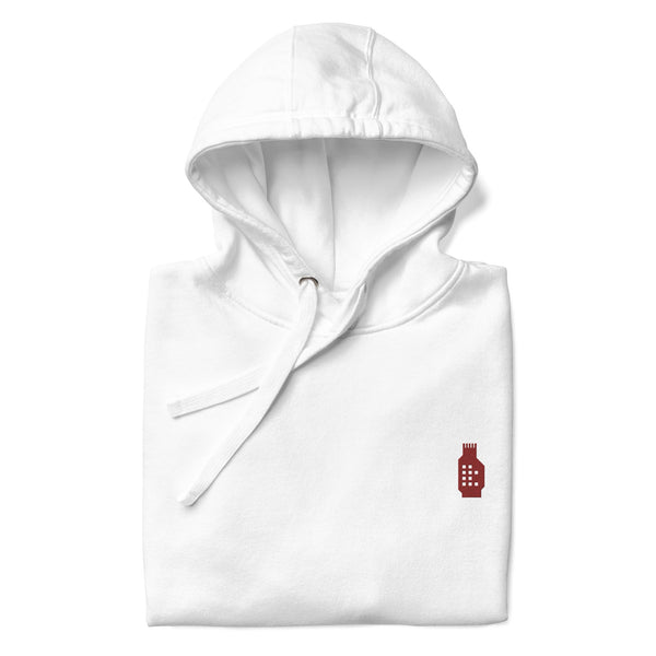 Sporty White Embroidered Urban Hoodie