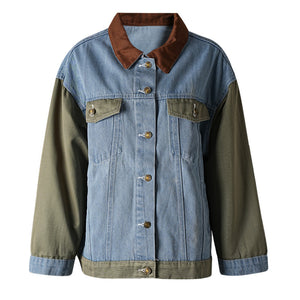 Spring Jacket Women Denim Patchwork