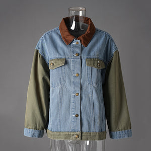 Spring Jacket Women Denim Patchwork