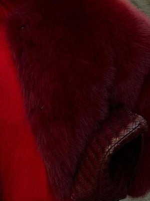 Spring Jacket Women Red Faux Fur