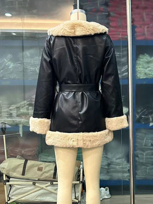 Spring Jacket Women Warm PU Leather