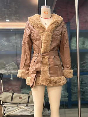 Spring Jacket Women Warm PU Leather