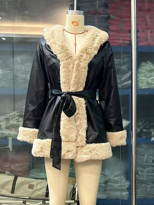 Spring Jacket Women Warm PU Leather