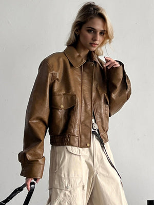 Spring Women Jacket Fashion PU Leather