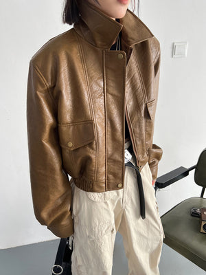 Spring Women Jacket Fashion PU Leather