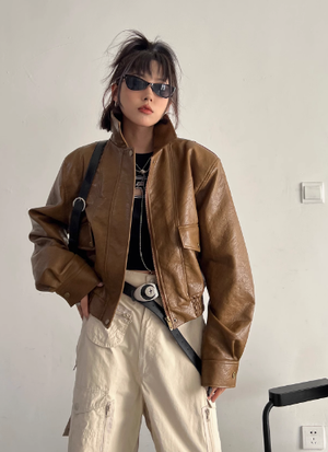 Spring Women Jacket Fashion PU Leather