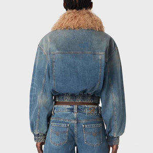 Spring Women Jacket Fur Denim Jackets