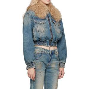 Spring Women Jacket Fur Denim Jackets