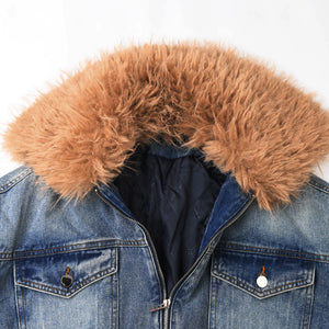 Spring Women Jacket Fur Denim Jackets