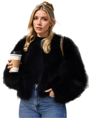 Veste de printemps pour femme en fausse fourrure de renard